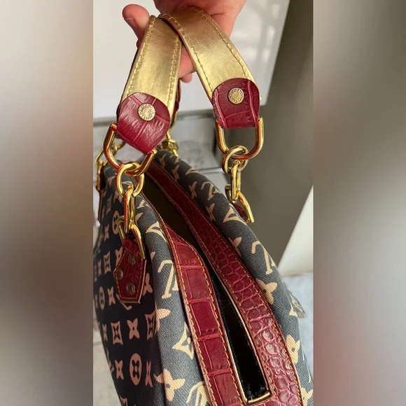 Iconic Monogram sturdy denim Canvas Shoulder Bag - Navy-Red-White gold hardware - Picture 10 of 16